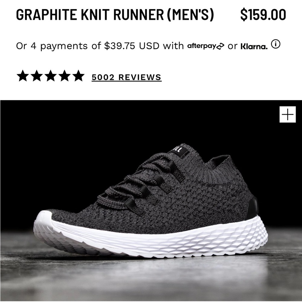 NOBULL GRAPHITE KNIT RUNNER (MEN'S)- Size 8
